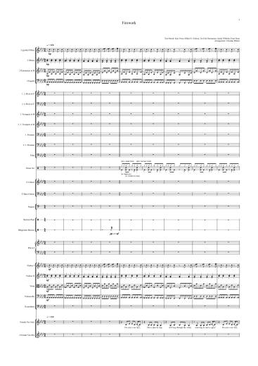Orchester-Arrangement Firework (Katy Perry), Noten für Orchester, Orchester-Partitur, für Orchester arrangiert, Orchester Partitur