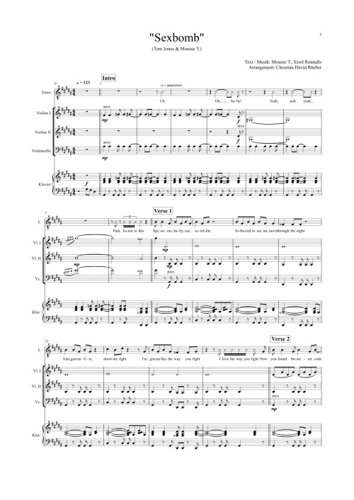 Orchester-Arrangement Sexbomb (Tom Jones & Mousse T.)