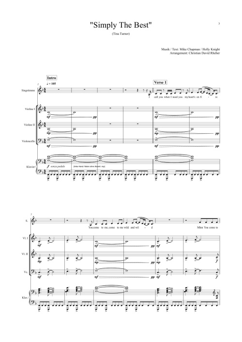 Orchester-Arrangement Simply The Best (Tina Turner)