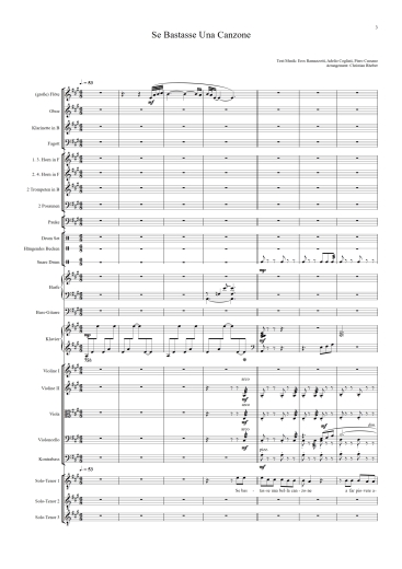 Orchester-Arrangement Se Bastasse Una Canzone, The Italian Tenors, Noten für Orchester, Orchester-Partitur, für Orchester arrangiert, Orchester Partitur